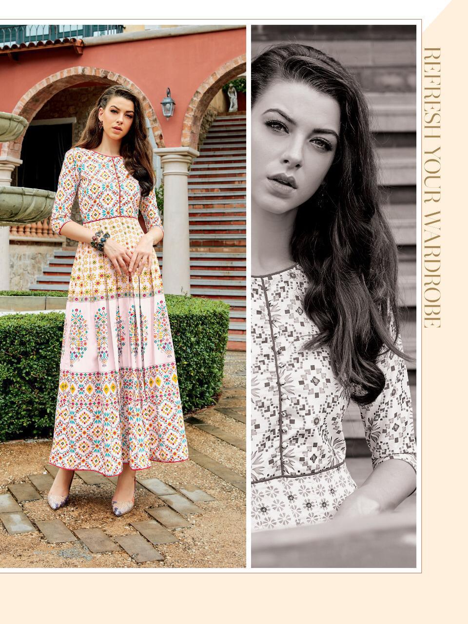 Ladies Flavour Rangreza Long Gown Style Kurtis Latest Collection Online Shop