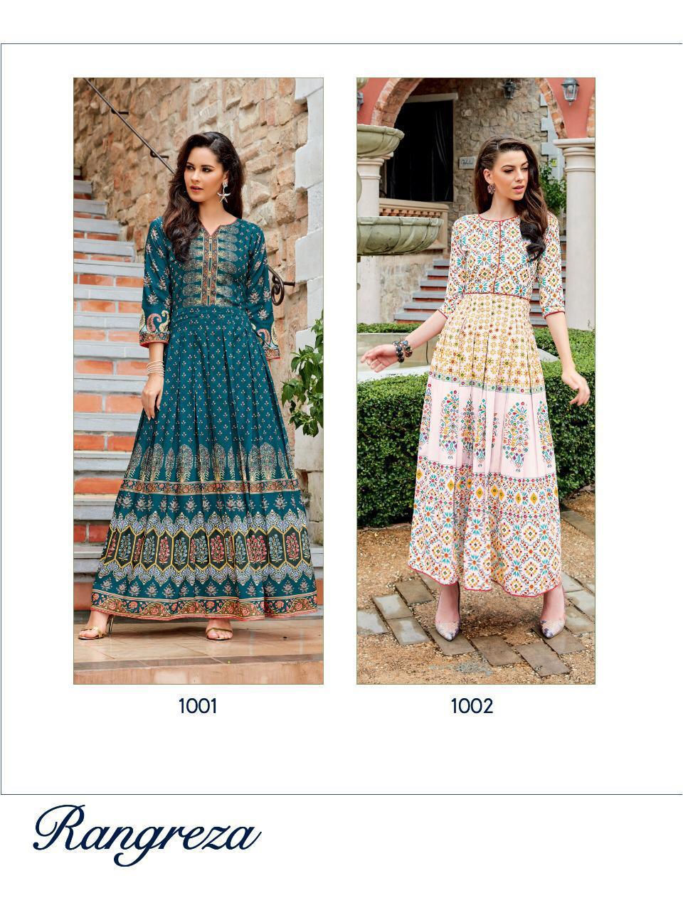 Ladies Flavour Rangreza Long Gown Style Kurtis Latest Collection Online Shop