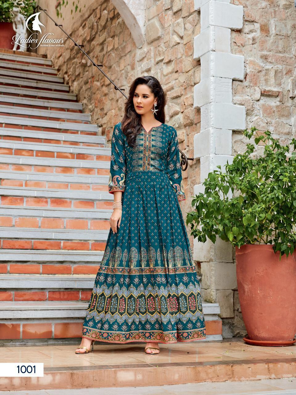 Ladies Flavour Rangreza Long Gown Style Kurtis Latest Collection Online Shop