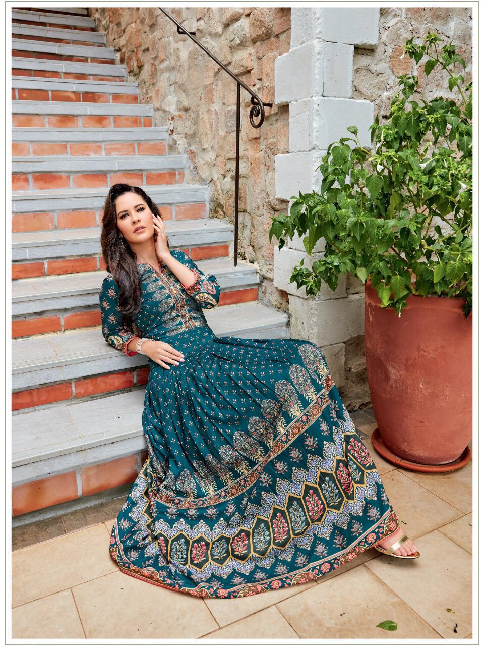 Ladies Flavour Rangreza Long Gown Style Kurtis Latest Collection Online Shop