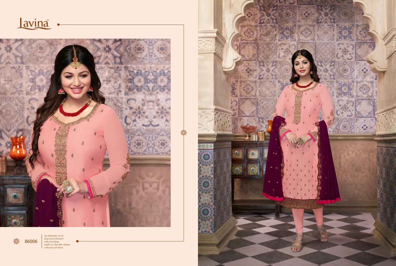 Lavina Launch Lavina Vol 86 Satin Georgette Heavy Embroidery Work Suit Exported