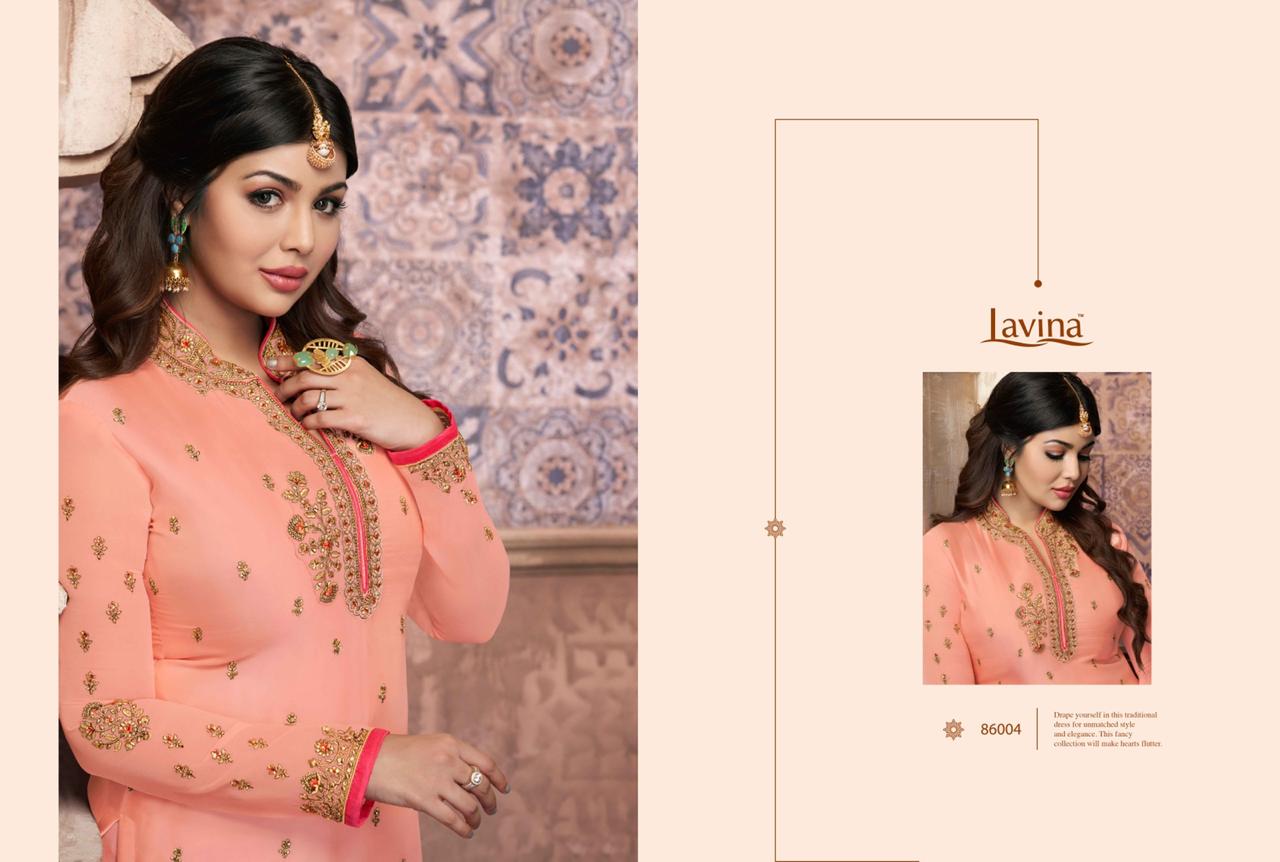Lavina Launch Lavina Vol 86 Satin Georgette Heavy Embroidery Work Suit Exported