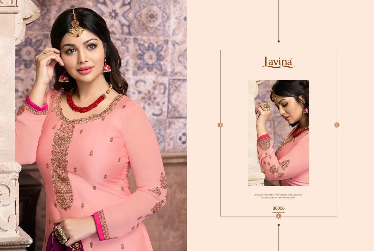 Lavina Launch Lavina Vol 86 Satin Georgette Heavy Embroidery Work Suit Exported