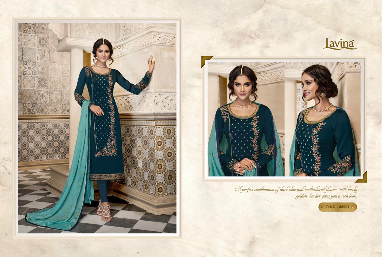 Lavina Vol 88 Satin Georgette Embroidered Ladies Suits Clothing Store