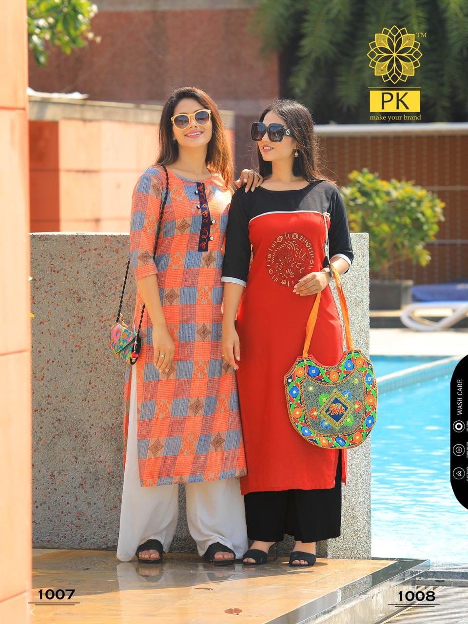 Pk Launch Sparkle Heavy Rayon Kurti With Work Wholesale Exporter In India