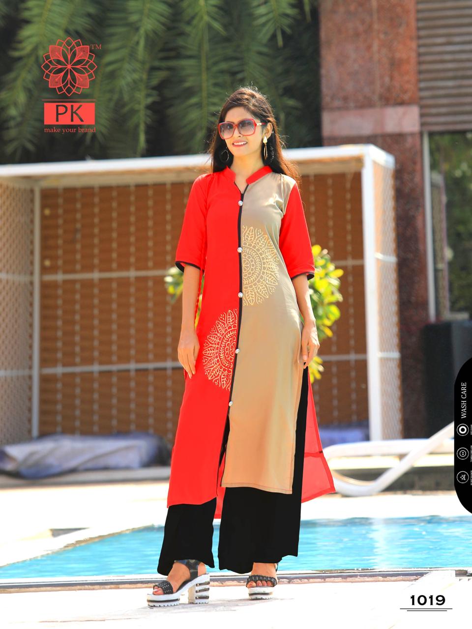 Pk Launch Sparkle Heavy Rayon Kurti With Work Wholesale Exporter In India