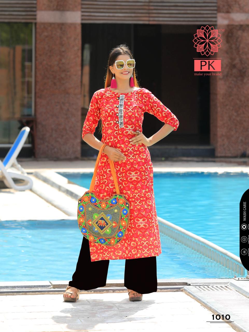 Pk Launch Sparkle Heavy Rayon Kurti With Work Wholesale Exporter In India