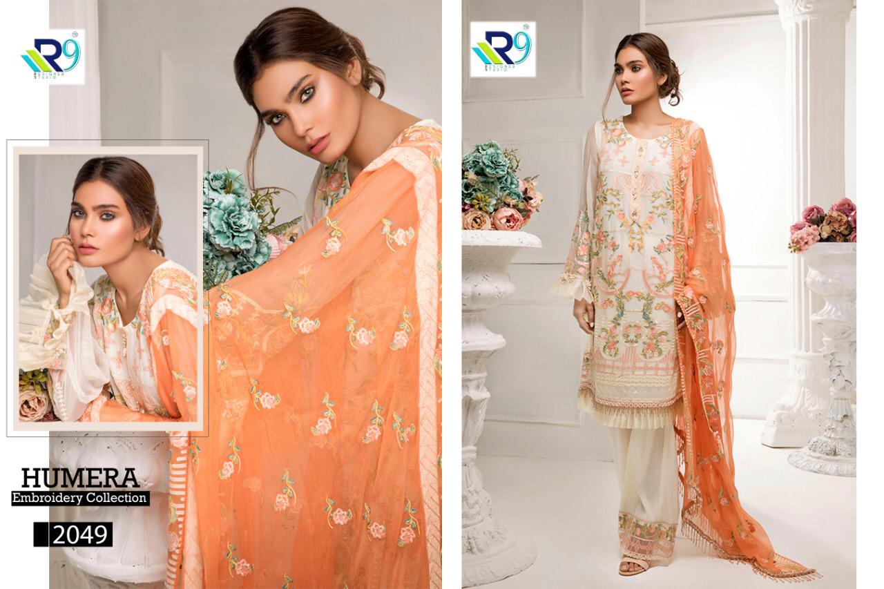R9 Present Humera Georgette With Heavy Embroidery Work Designer Salwar Suit