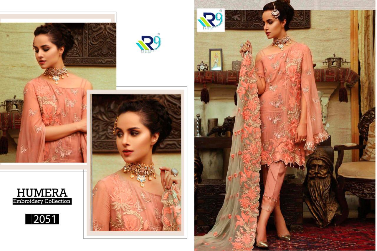 R9 Present Humera Georgette With Heavy Embroidery Work Designer Salwar Suit