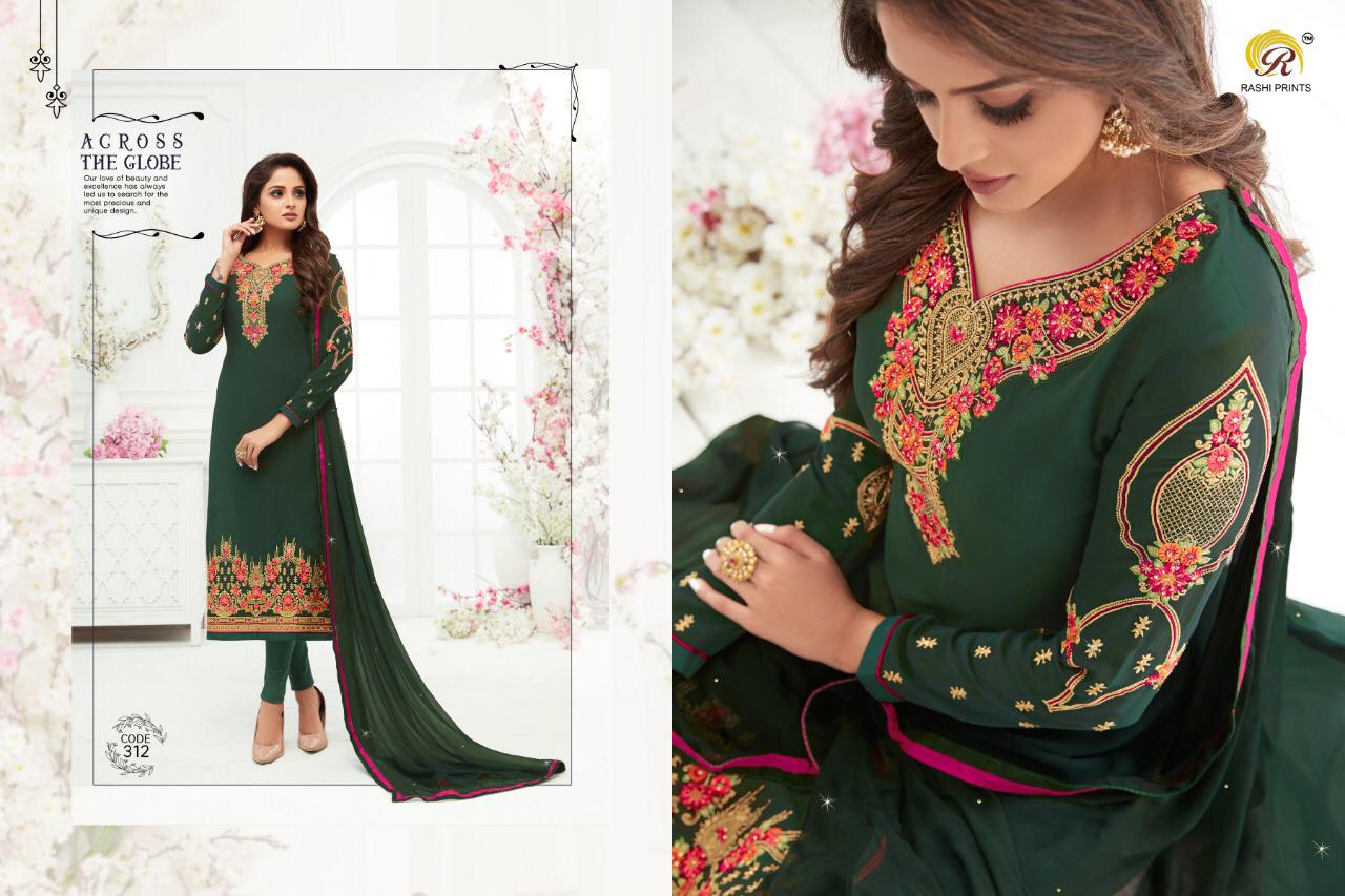 Rashi Prints Launch Pari Georgette With Kashmiri Work 331-338 Series Suit Collection