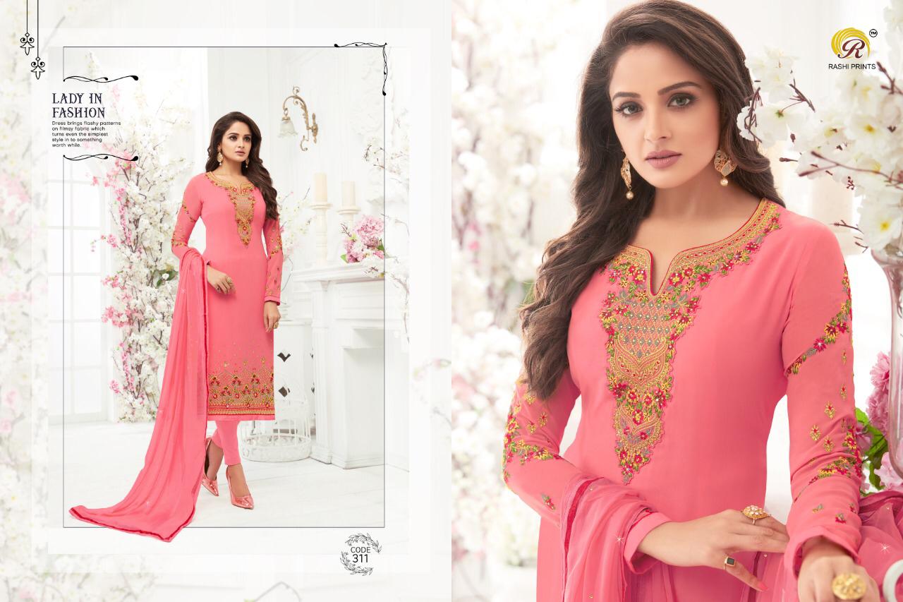 Rashi Prints Launch Pari Georgette With Kashmiri Work 331-338 Series Suit Collection