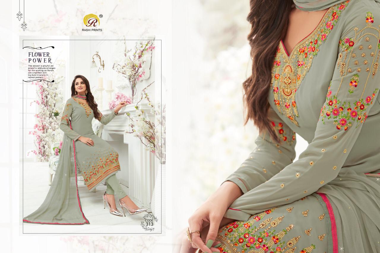 Rashi Prints Launch Pari Georgette With Kashmiri Work 331-338 Series Suit Collection