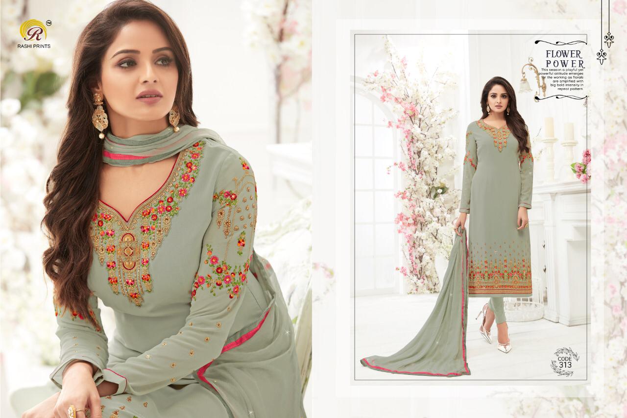 Rashi Prints Launch Pari Georgette With Kashmiri Work 331-338 Series Suit Collection