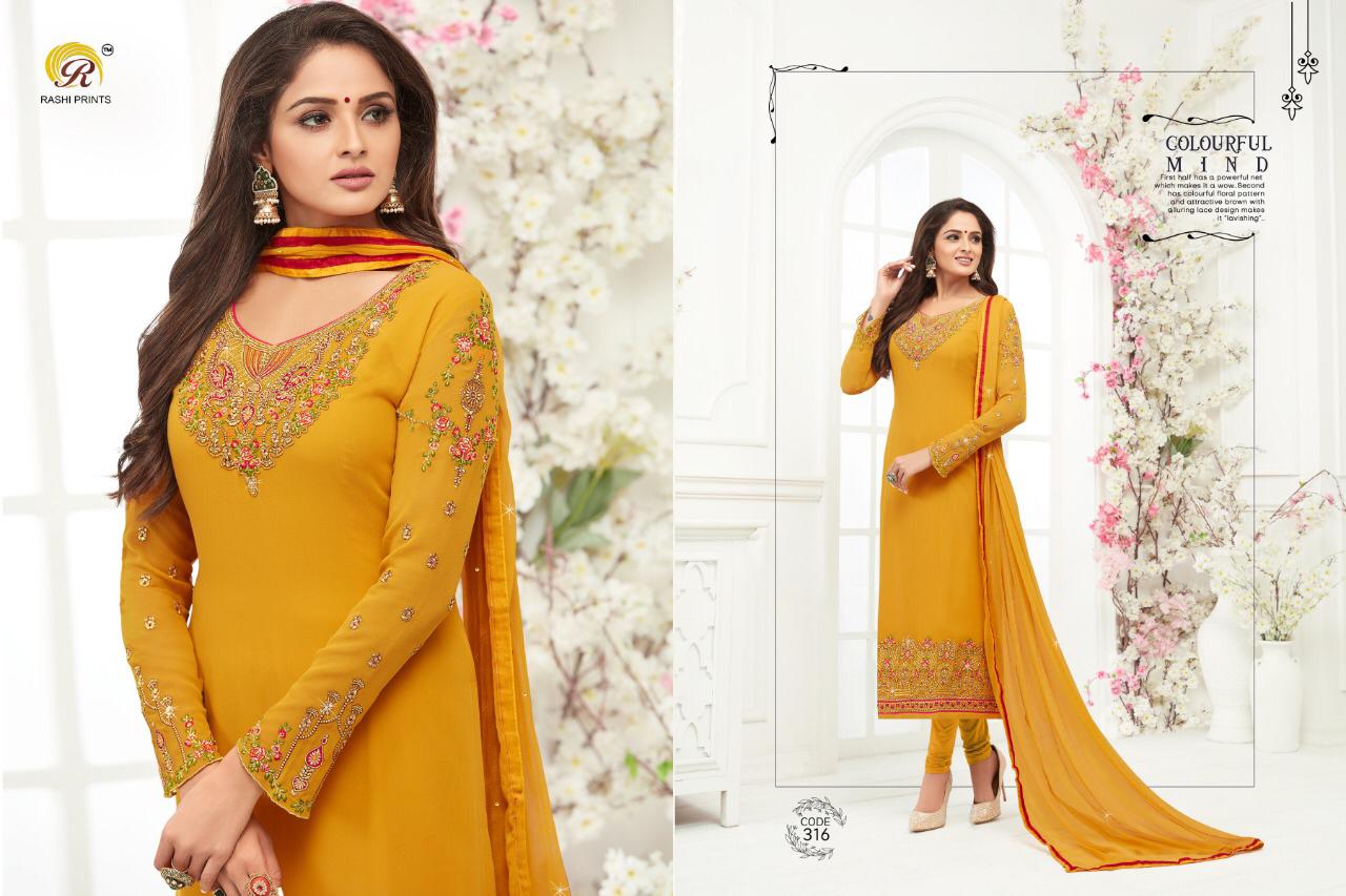 Rashi Prints Launch Pari Georgette With Kashmiri Work 331-338 Series Suit Collection