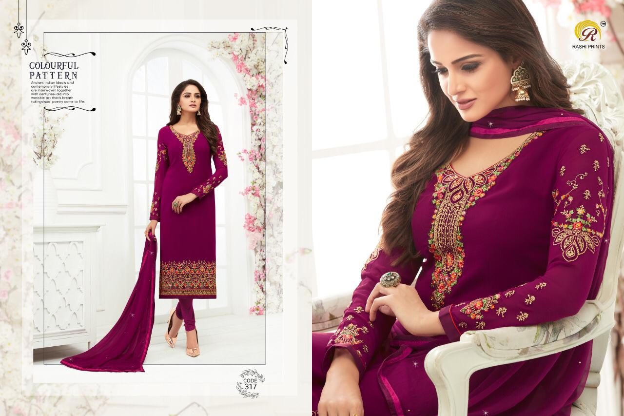Rashi Prints Launch Pari Georgette With Kashmiri Work 331-338 Series Suit Collection