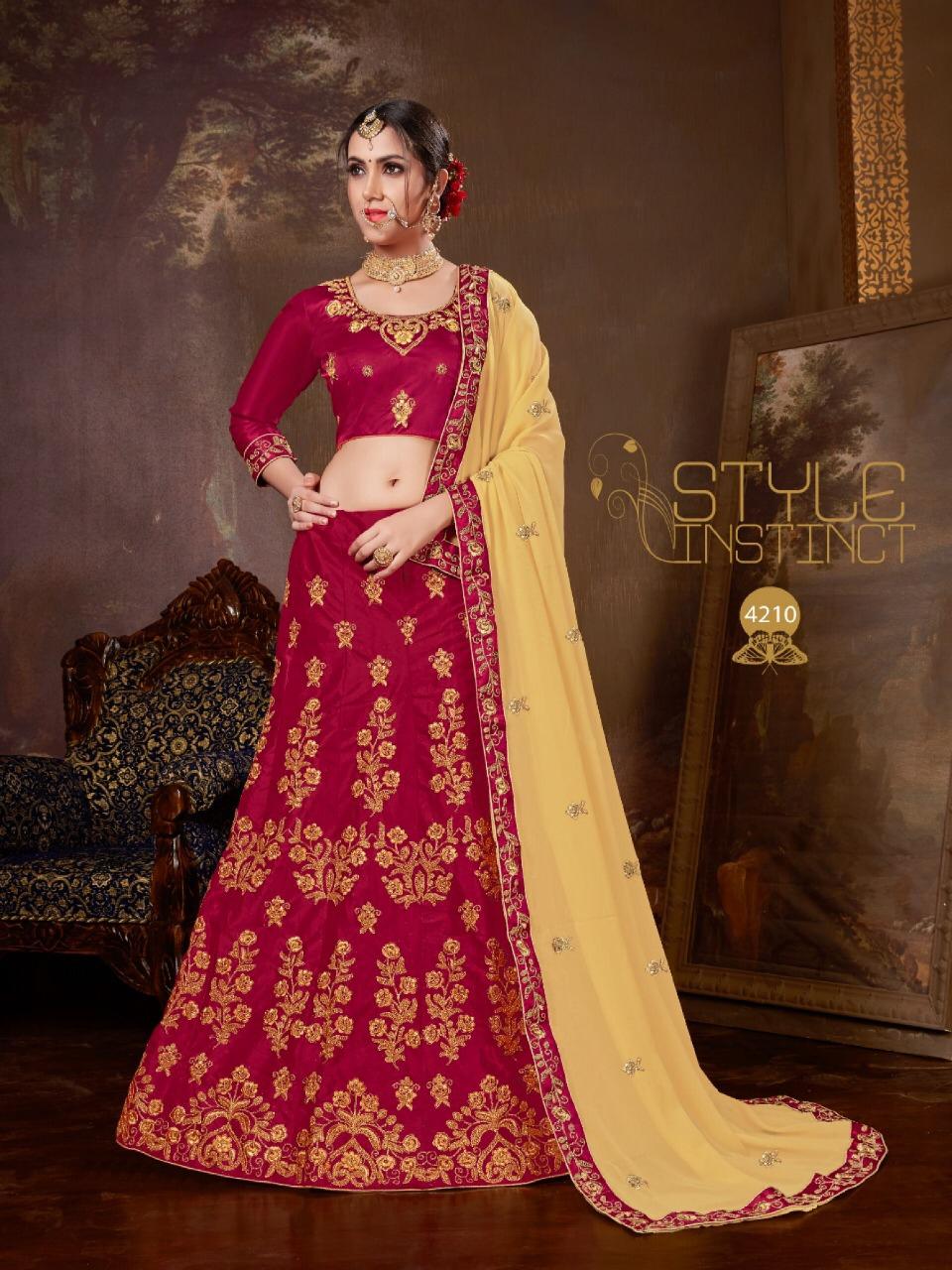 Sanskar Style Olive Embroidered Work Fancy Lehanga Catalog