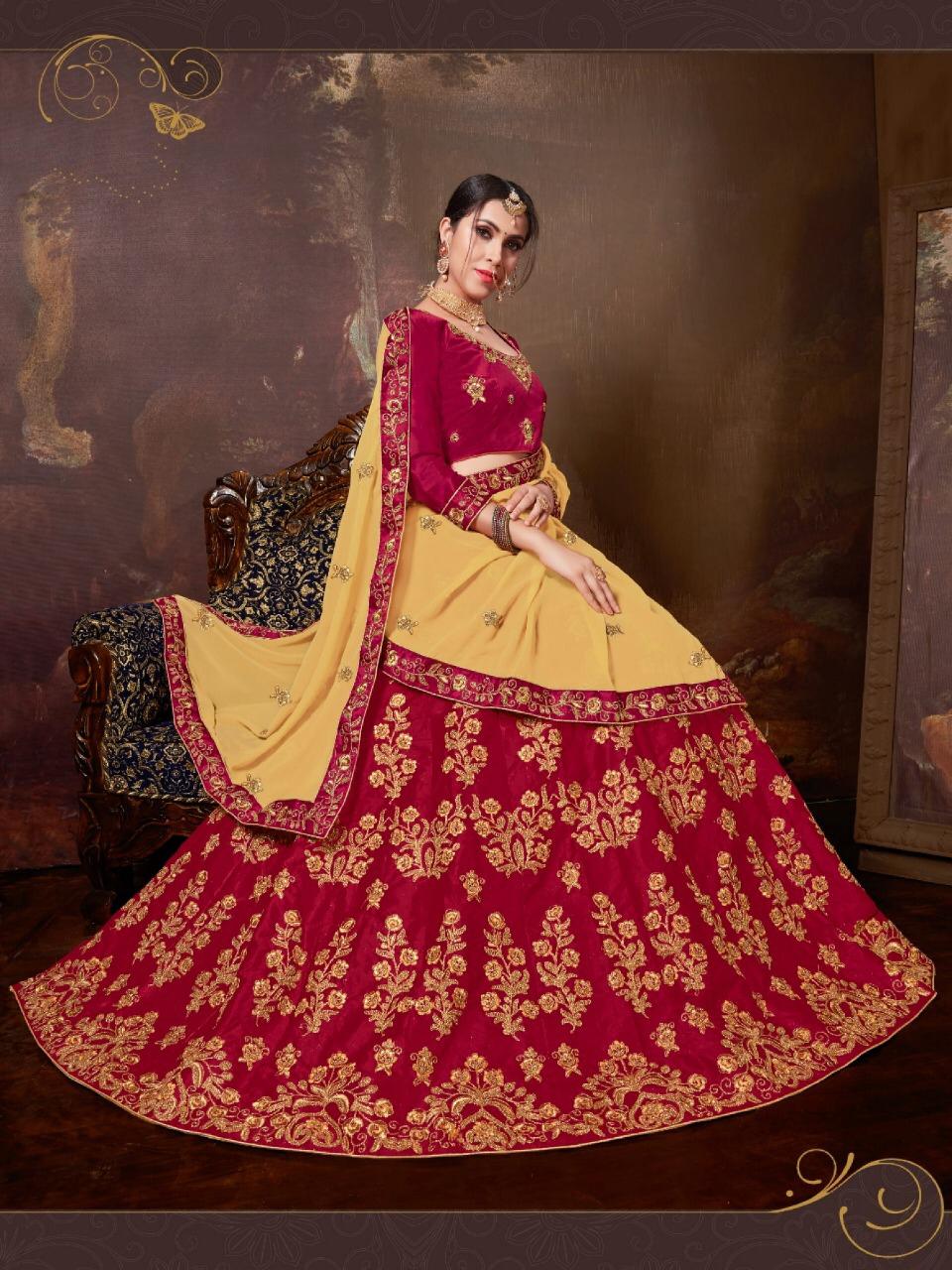 Sanskar Style Olive Embroidered Work Fancy Lehanga Catalog