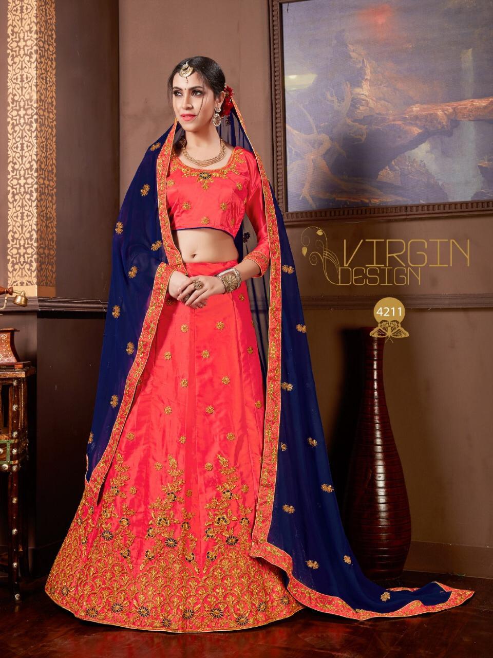 Sanskar Style Olive Embroidered Work Fancy Lehanga Catalog