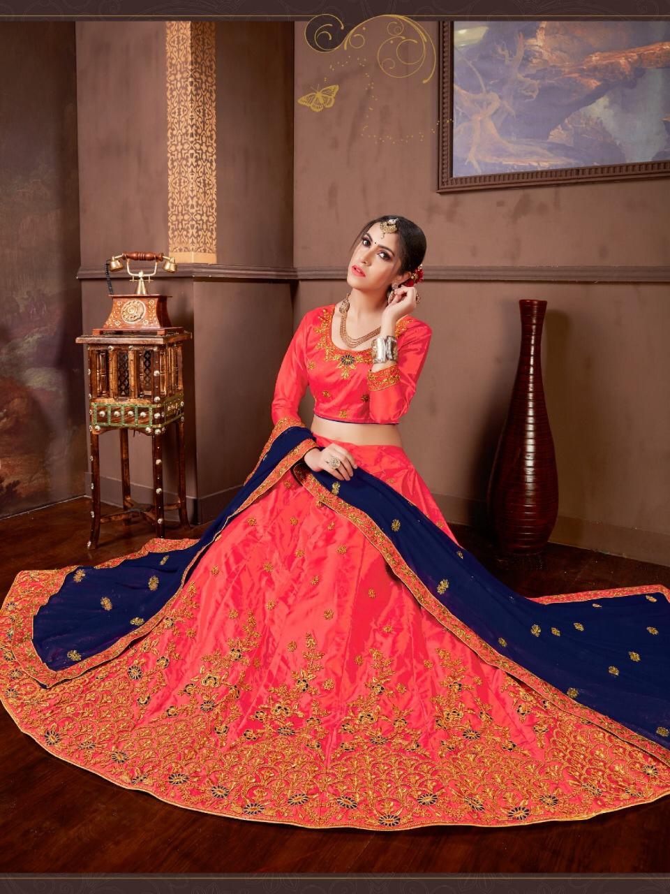 Sanskar Style Olive Embroidered Work Fancy Lehanga Catalog