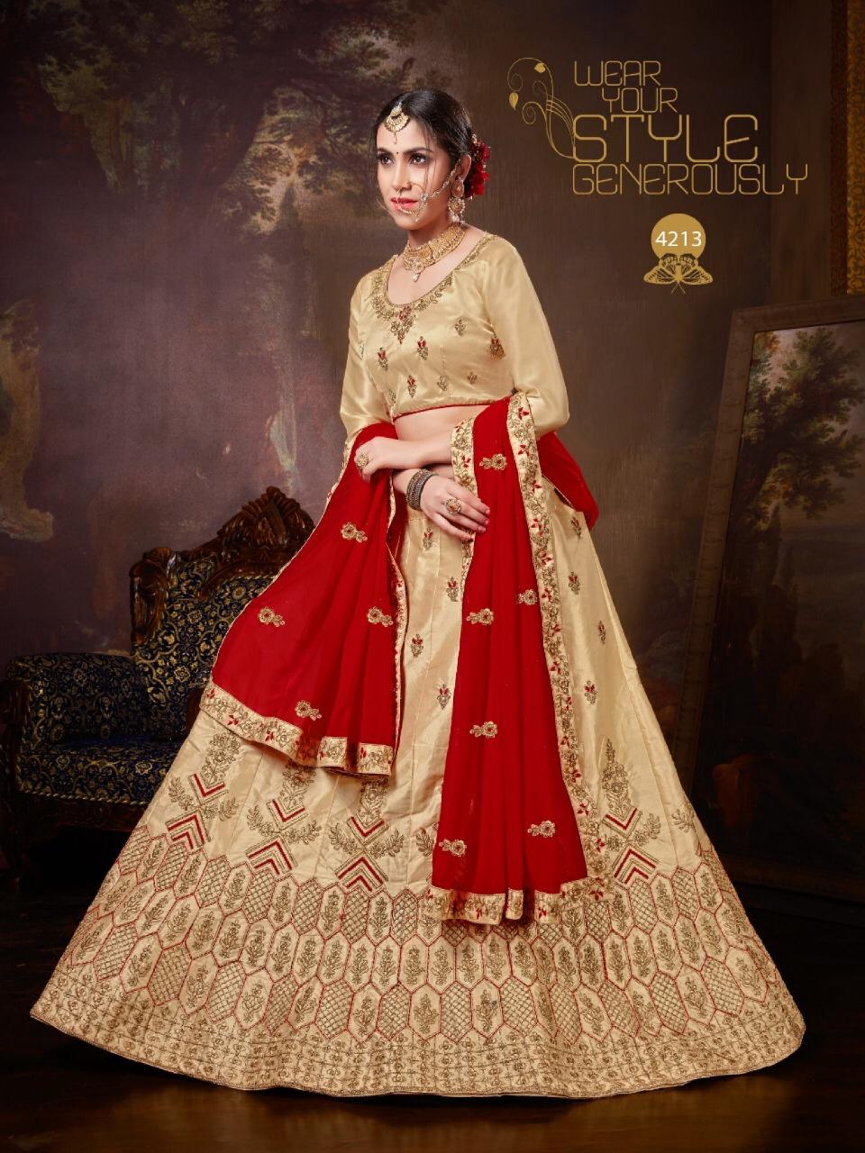 Sanskar Style Olive Embroidered Work Fancy Lehanga Catalog