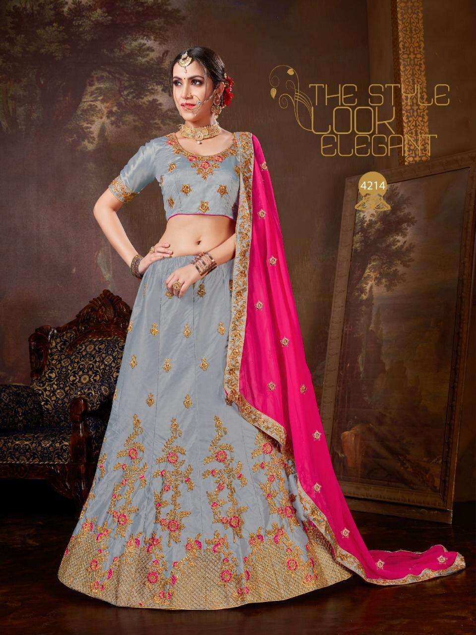 Sanskar Style Olive Embroidered Work Fancy Lehanga Catalog