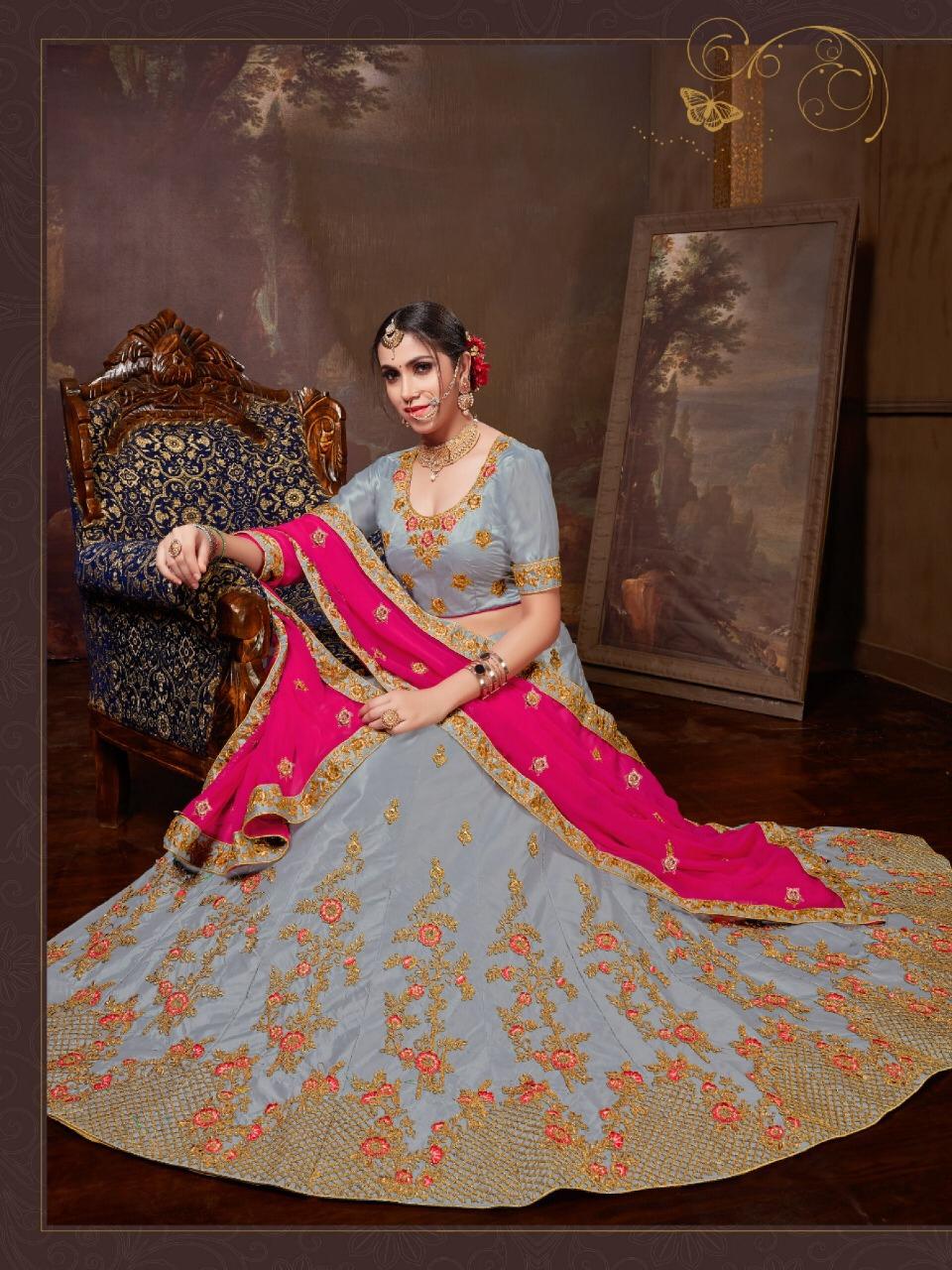 Sanskar Style Olive Embroidered Work Fancy Lehanga Catalog