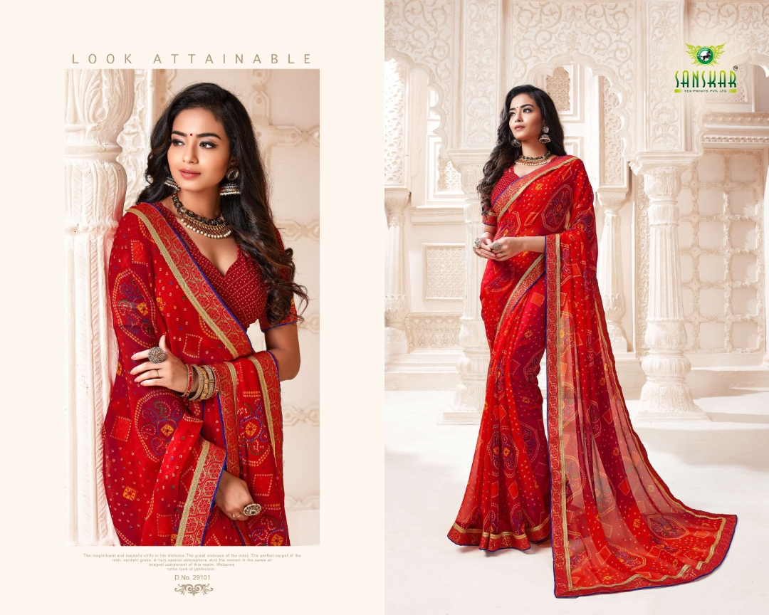 Sanskar Tex Print Resham Ki Dori Georgette Traditional Wear Saree Online Shopping