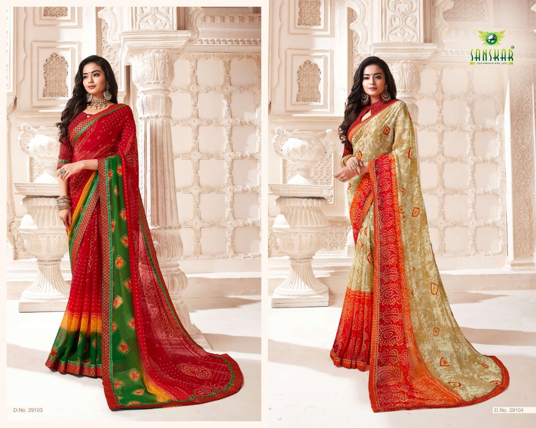 Sanskar Tex Print Resham Ki Dori Georgette Traditional Wear Saree Online Shopping