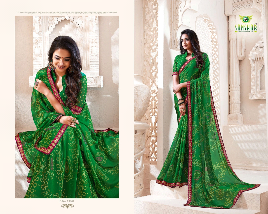 Sanskar Tex Print Resham Ki Dori Georgette Traditional Wear Saree Online Shopping