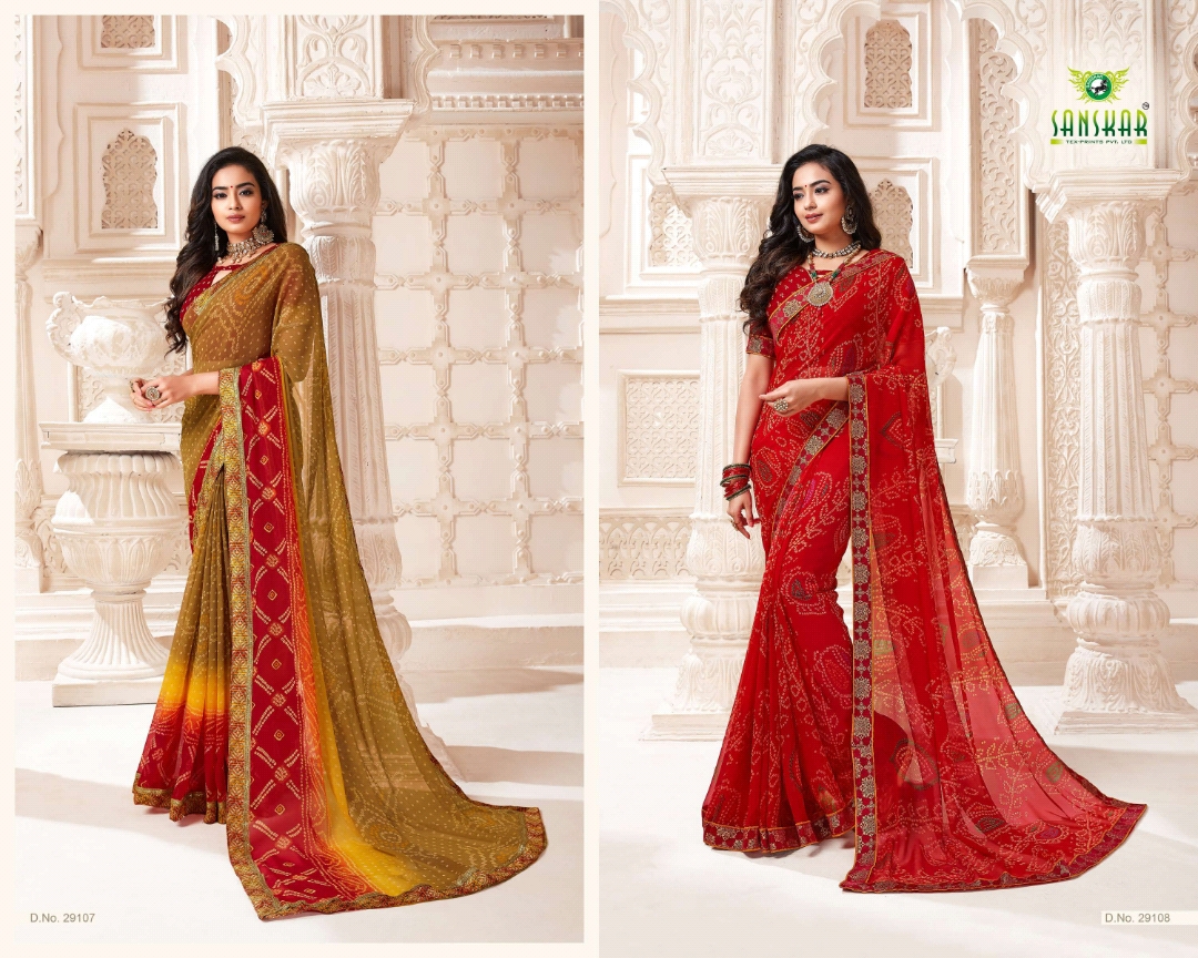 Sanskar Tex Print Resham Ki Dori Georgette Traditional Wear Saree Online Shopping