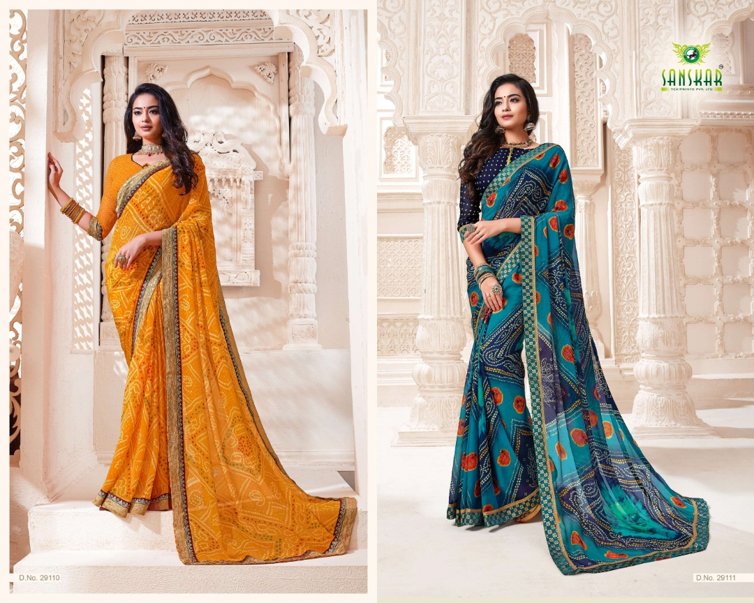 Sanskar Tex Print Resham Ki Dori Georgette Traditional Wear Saree Online Shopping