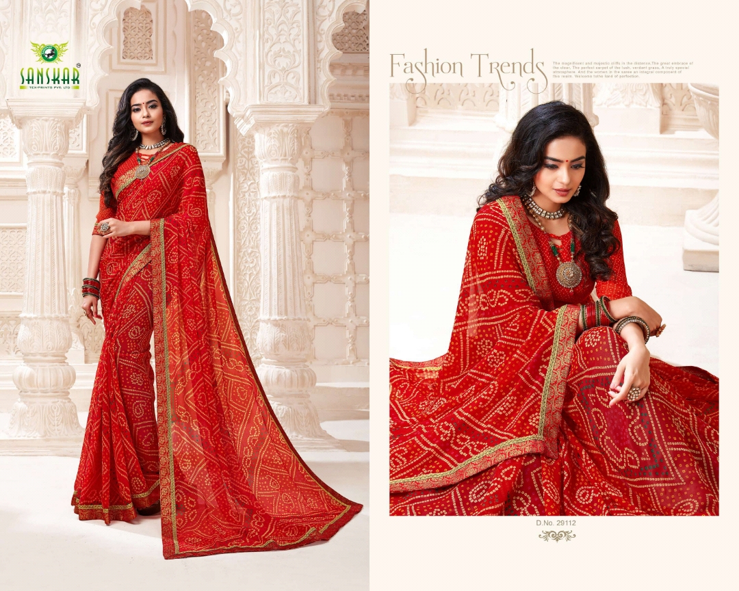 Sanskar Tex Print Resham Ki Dori Georgette Traditional Wear Saree Online Shopping