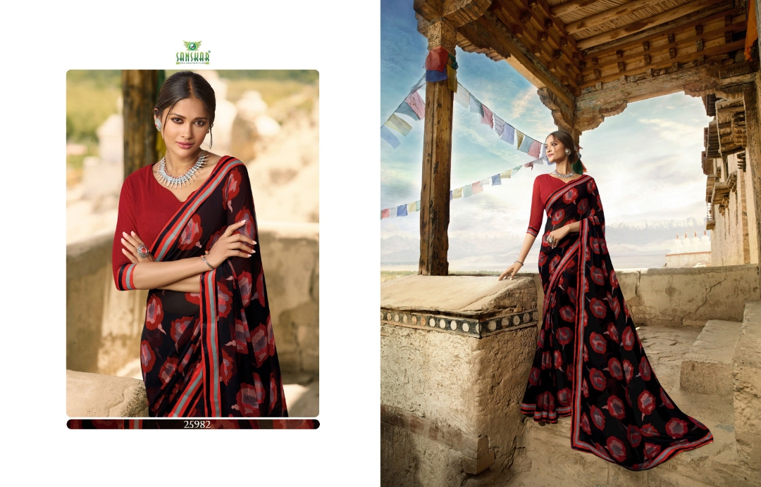 Sanskar Tex Print Suhane Pal Vol 19 Georgette Formal Wear Saree Trader