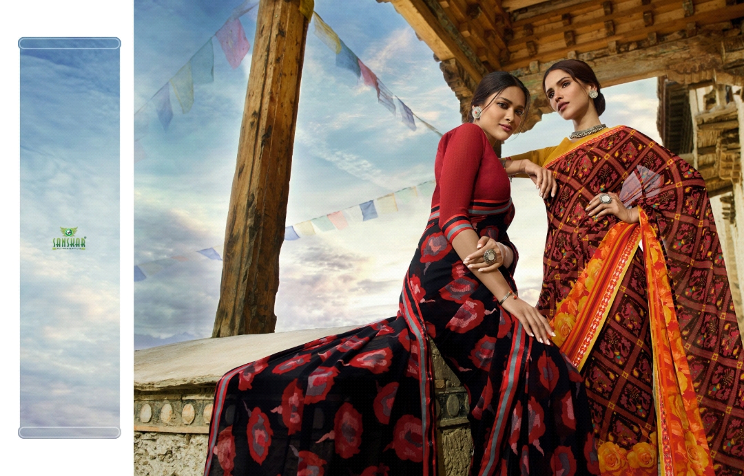 Sanskar Tex Print Suhane Pal Vol 19 Georgette Formal Wear Saree Trader