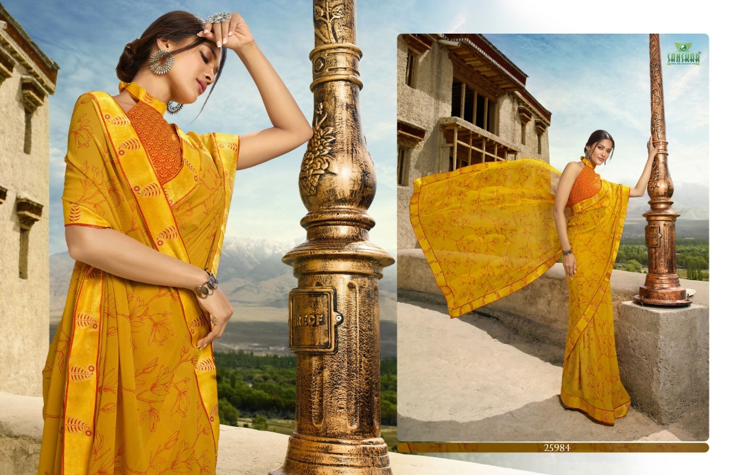 Sanskar Tex Print Suhane Pal Vol 19 Georgette Formal Wear Saree Trader