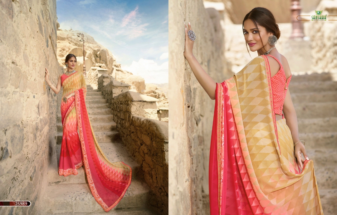 Sanskar Tex Print Suhane Pal Vol 19 Georgette Formal Wear Saree Trader