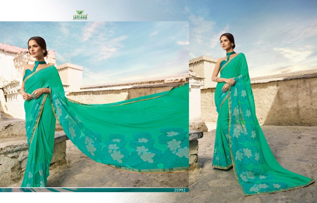 Sanskar Tex Print Suhane Pal Vol 19 Georgette Formal Wear Saree Trader