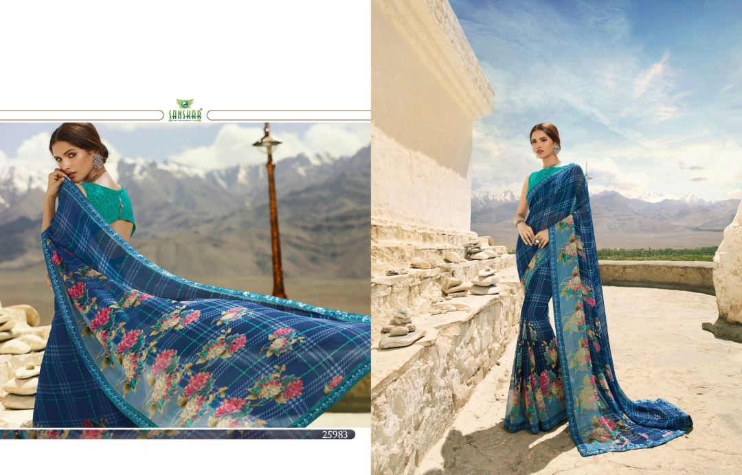Sanskar Tex Print Suhane Pal Vol 19 Georgette Formal Wear Saree Trader