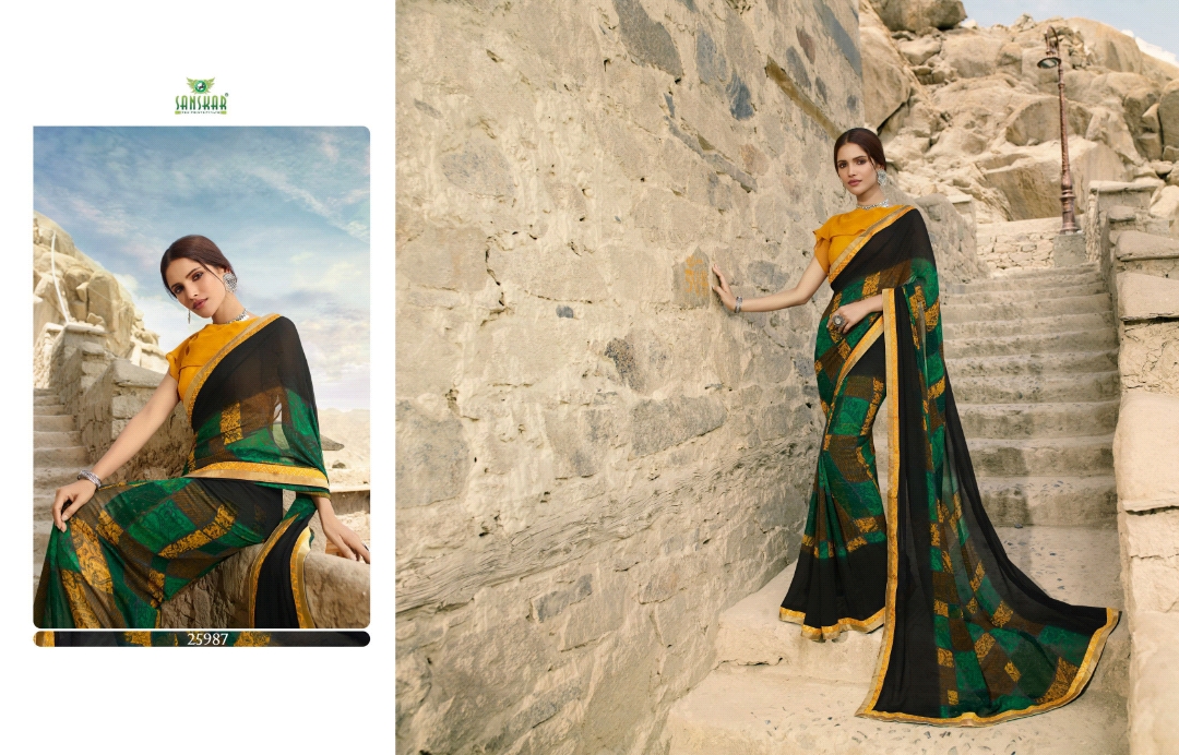 Sanskar Tex Print Suhane Pal Vol 19 Georgette Formal Wear Saree Trader
