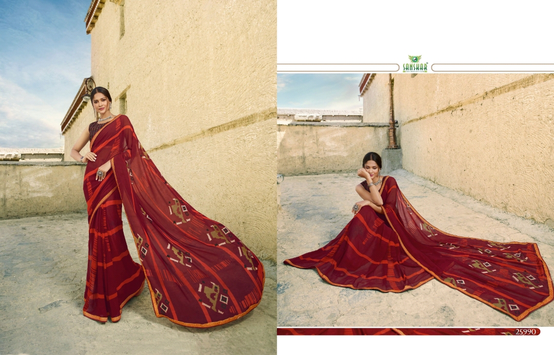 Sanskar Tex Print Suhane Pal Vol 19 Georgette Formal Wear Saree Trader