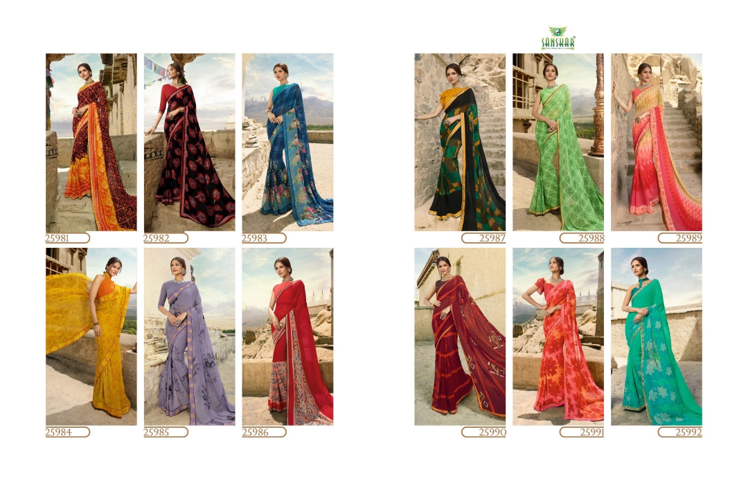 Sanskar Tex Print Suhane Pal Vol 19 Georgette Formal Wear Saree Trader