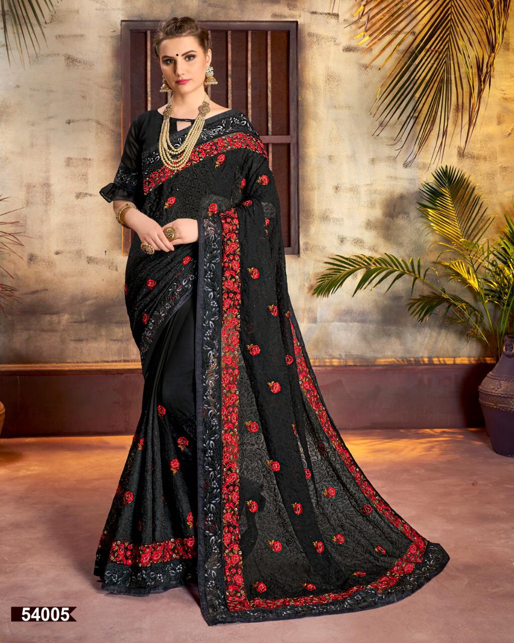 Saroj Sabrina Georgette With Jaal Work Party Wear Saree Wholesale Price