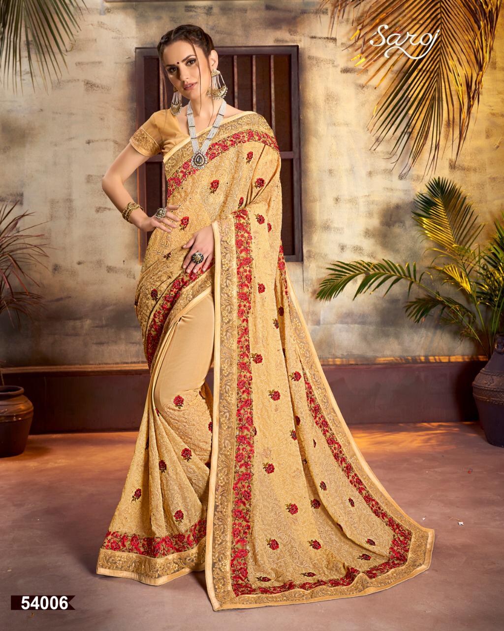 Saroj Sabrina Georgette With Jaal Work Party Wear Saree Wholesale Price