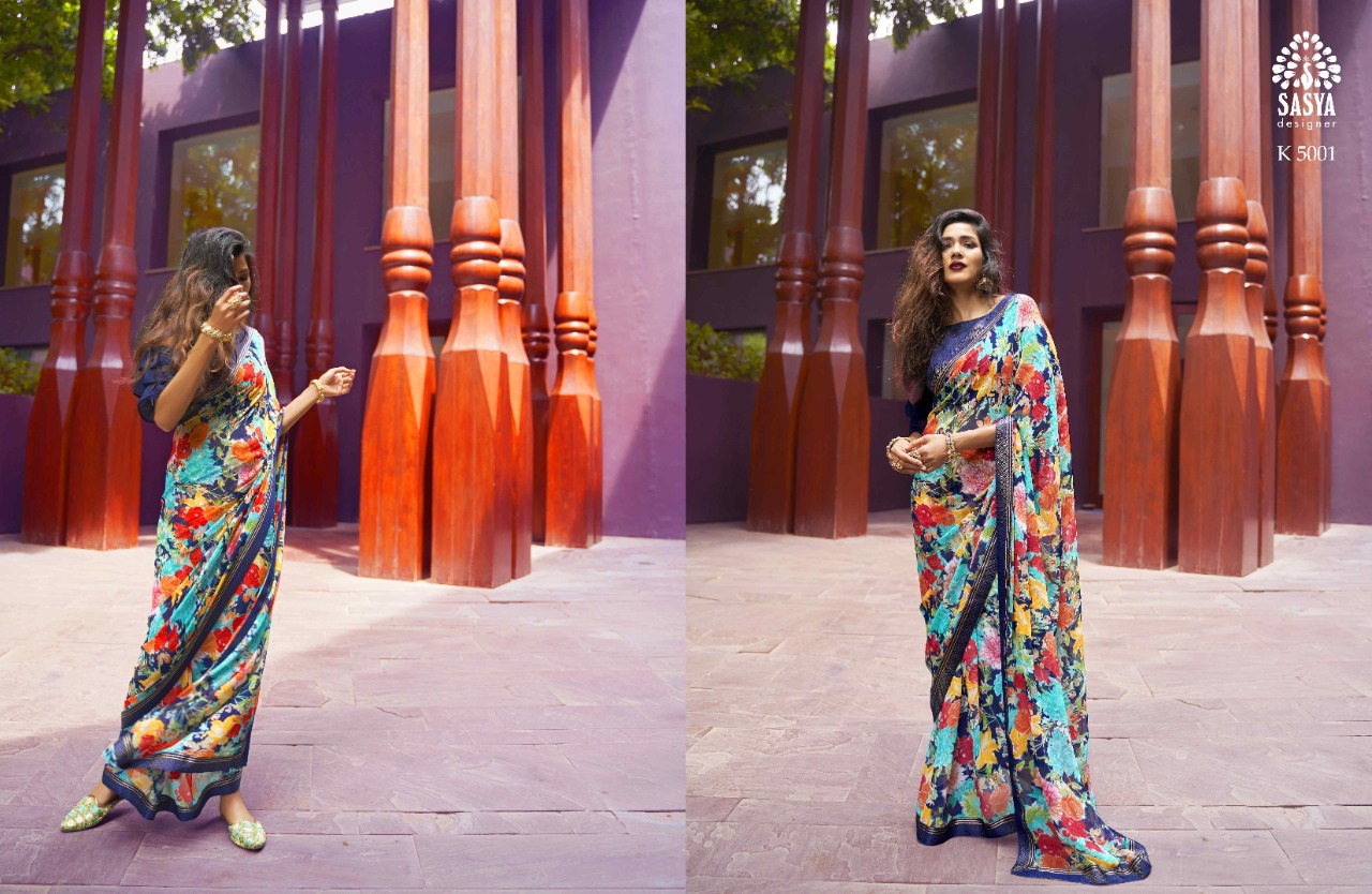 Sasya Designer Sajana Bember Georgette With Fancy Border Saree Supplier