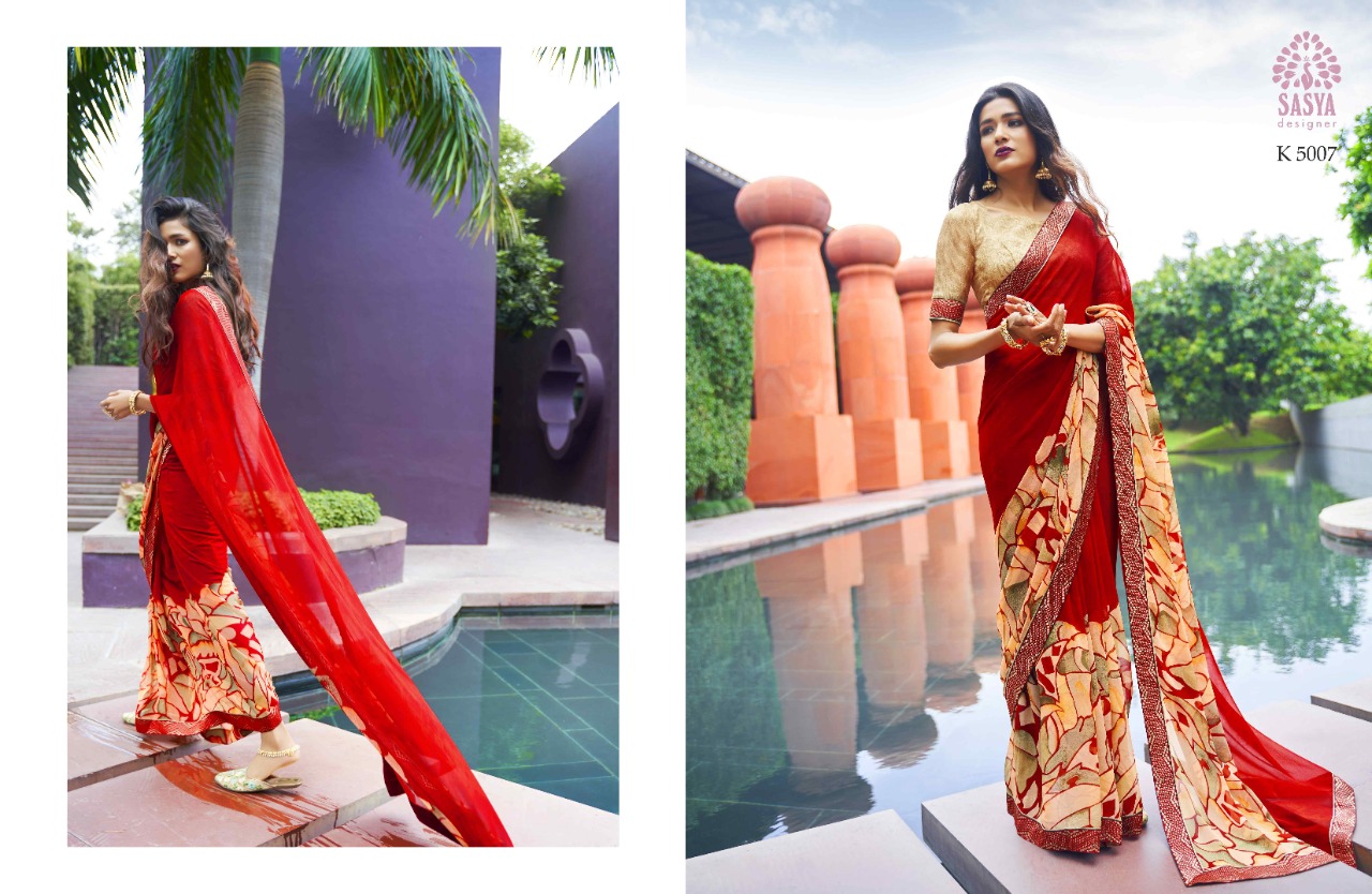 Sasya Designer Sajana Bember Georgette With Fancy Border Saree Supplier