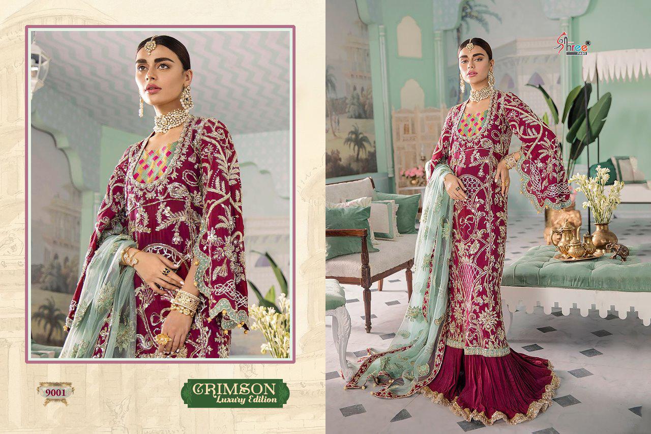 Shree Fab Crimson Lucxury Edition Georgette With Embroidery Work Suit Trader