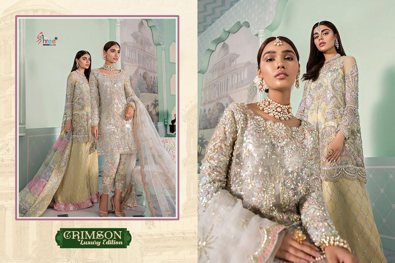 Shree Fab Crimson Lucxury Edition Georgette With Embroidery Work Suit Trader