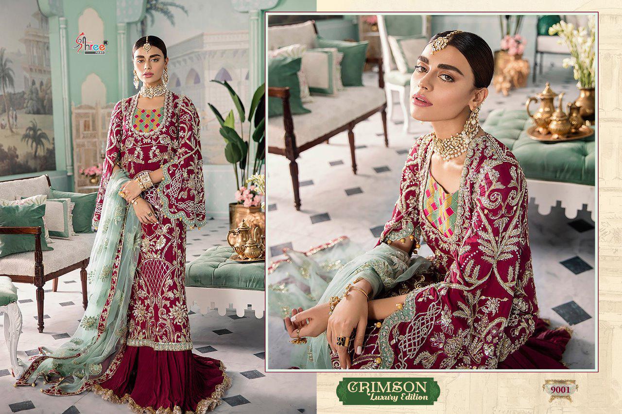 Shree Fab Crimson Lucxury Edition Georgette With Embroidery Work Suit Trader