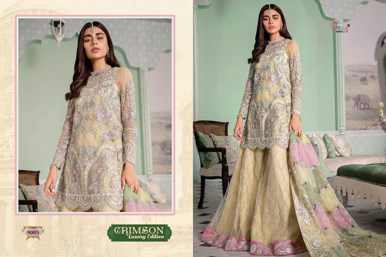 Shree Fab Crimson Lucxury Edition Georgette With Embroidery Work Suit Trader