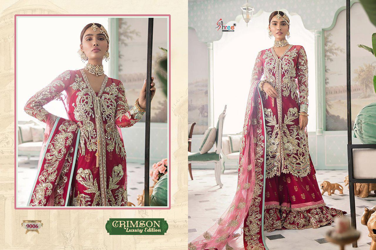 Shree Fab Crimson Lucxury Edition Georgette With Embroidery Work Suit Trader
